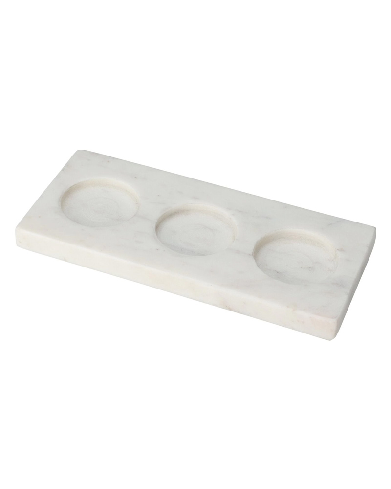 Excellent Houseware Marble Tealight Holder White 18 x 8 cm