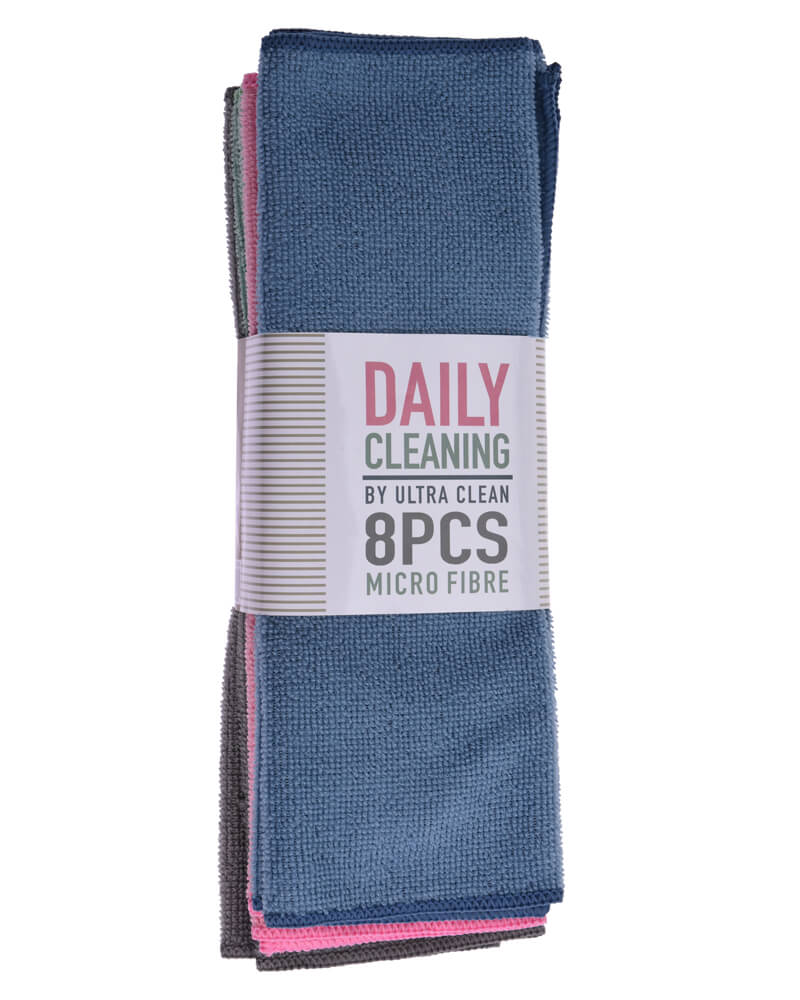 Ultra Clean Mikrofiberklude (U) 8 Stk Home & Garden Household Supplies Cleaning Shop Towels General-Purpose Cloths Beautycos