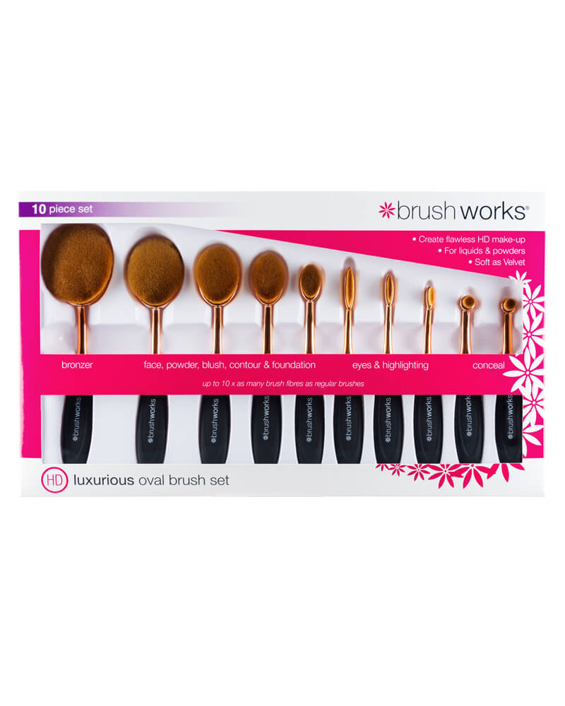 Brushworks Luxurious Oval Brush Set 10 Stk Health & Beauty Personal Care Cosmetics Cosmetic Tools Makeup Brushes Beautycos