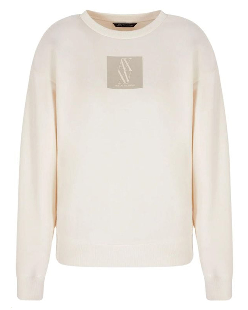 Armani Exchange Woman Logo Sweatshirt White Str M Apparel & Accessories Clothing Shirts Tops Beautycos