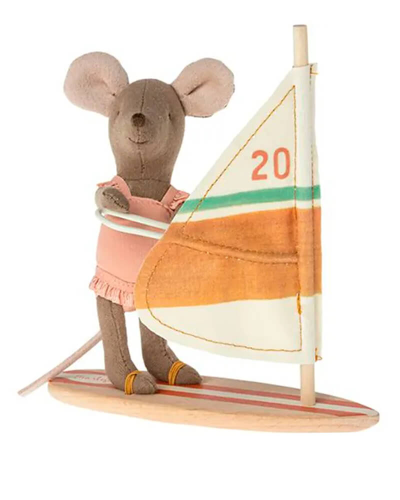 Maileg Lillesøster Strandmus M Surfbræt Toys & Games Dolls Playsets Toy Figures Stuffed Animals Beautycos