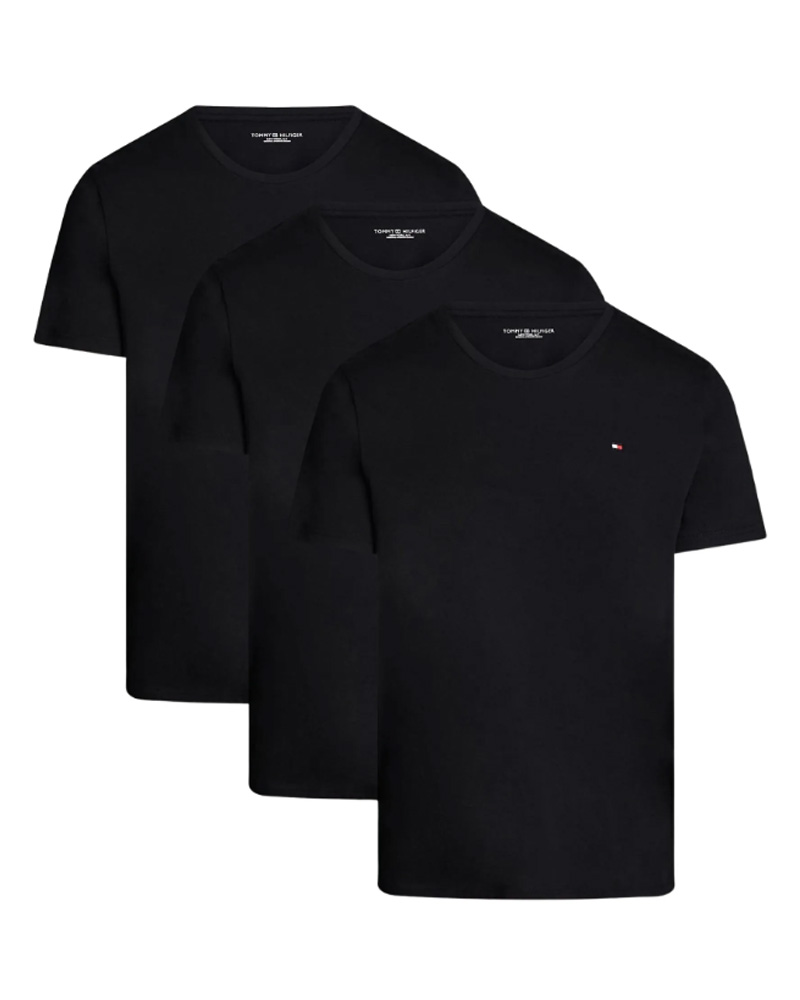 Tommy Hilfiger Cotton Crew Neck Tee 3-Pack Sort Str L 3 Stk Apparel & Accessories Clothing Shirts Tops Beautycos