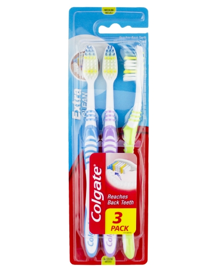 Colgate Extra Clean Tandbørster - Medium 3 Pack Health & Beauty Personal Care Oral Toothbrushes Beautycos