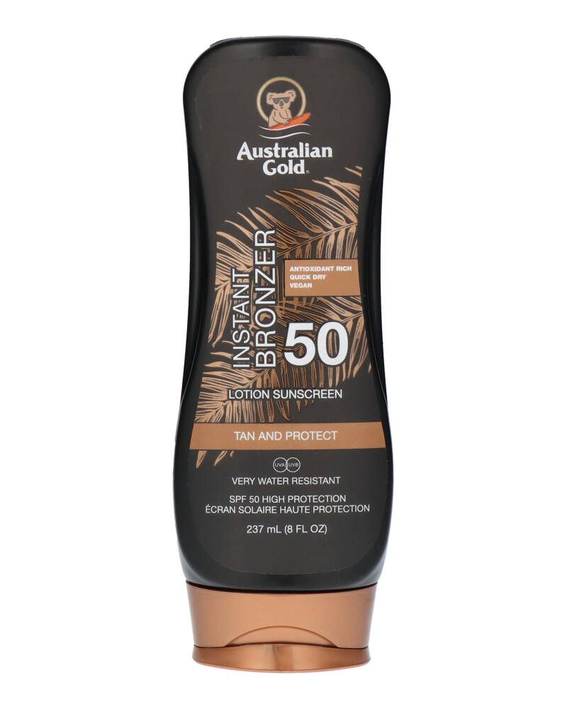 Australian Gold Instant Bronzer Lotion Sunscreen 50 (F) 237 ML Health & Beauty Personal Care Cosmetics Skin Beautycos
