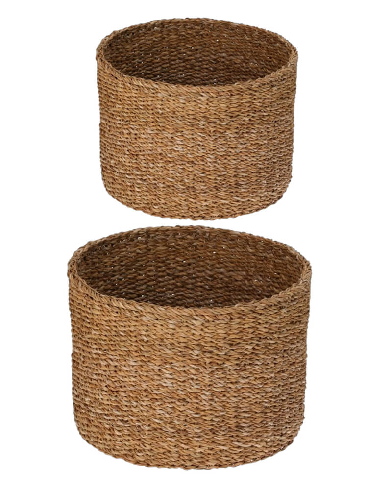 Excellent Housware H S Collections Round Seagrass Basket 25X15 + 20X14 2 Stk Home & Garden Lawn Outdoor Living Beautycos