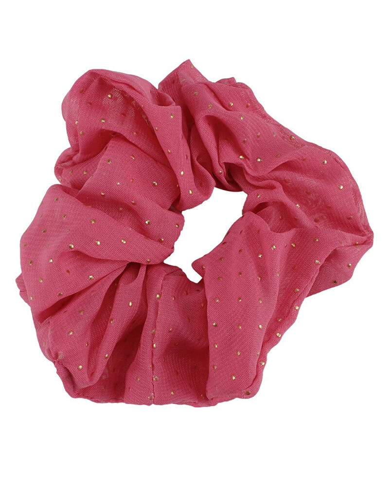Everneed Scrunchie Pink Med Guld Dots (U) Apparel & Accessories Clothing Hair Ponytail Holders Beautycos
