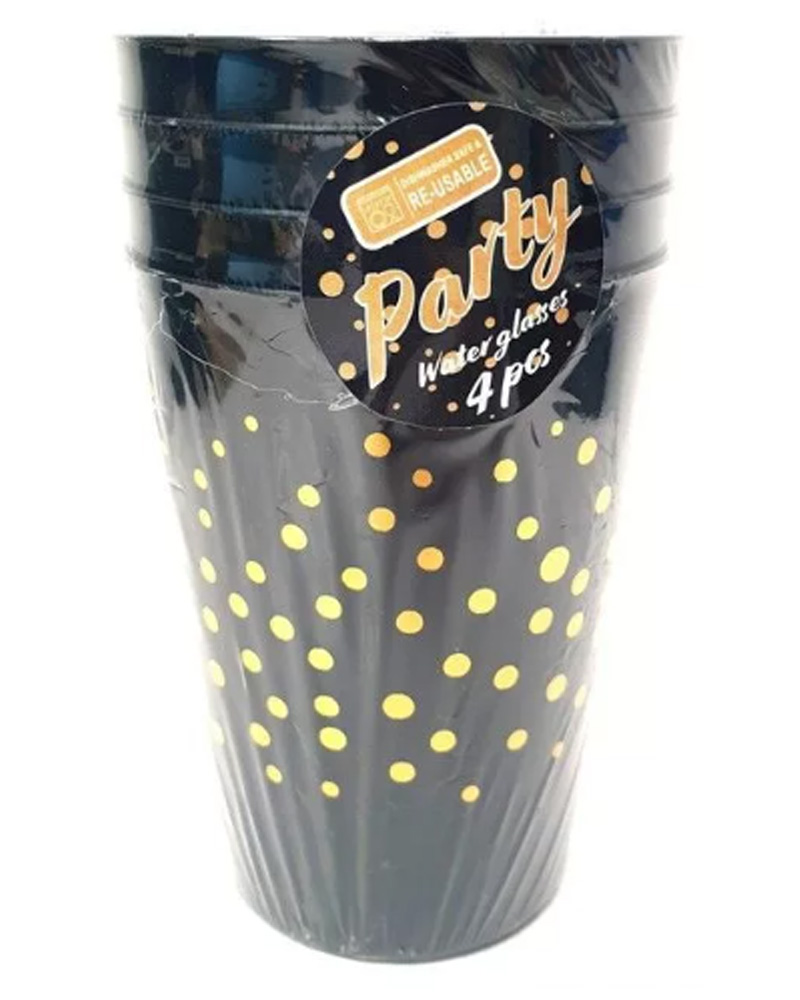 Excellent Houseware Water Glass Black   4 stk.