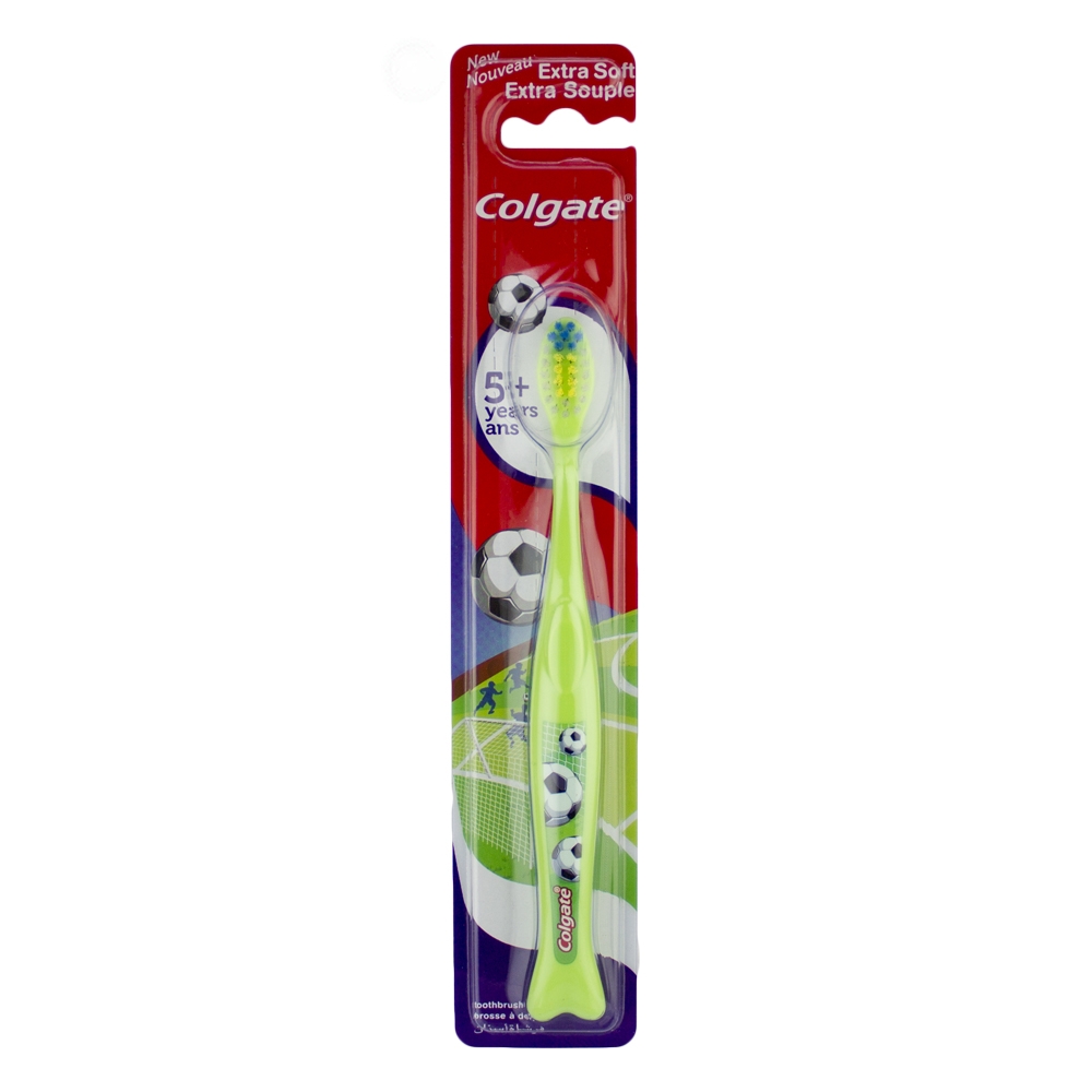Colgate Tandbørste Børn 5+ År - Extra Blød Grøn Fodbold Health & Beauty Personal Care Oral Toothbrushes Beautycos