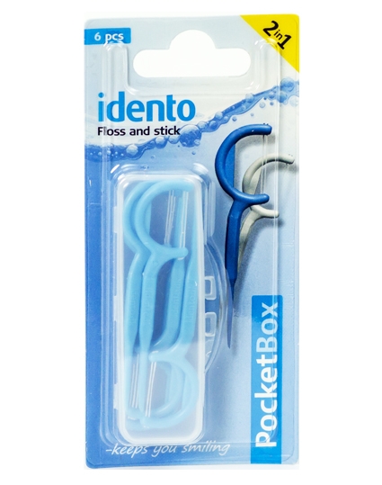 Idento Floss and Stick, TravelBox (blå) (U)   6 stk.
