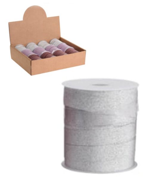 Excellent Houseware Nastro regalo glitterato d'argento