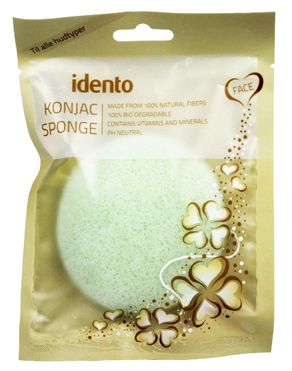 Idento Konjac Svamp - Circular Green Tea (Grøn) Health & Beauty Personal Care Cosmetics Skin Masks Peels Beautycos