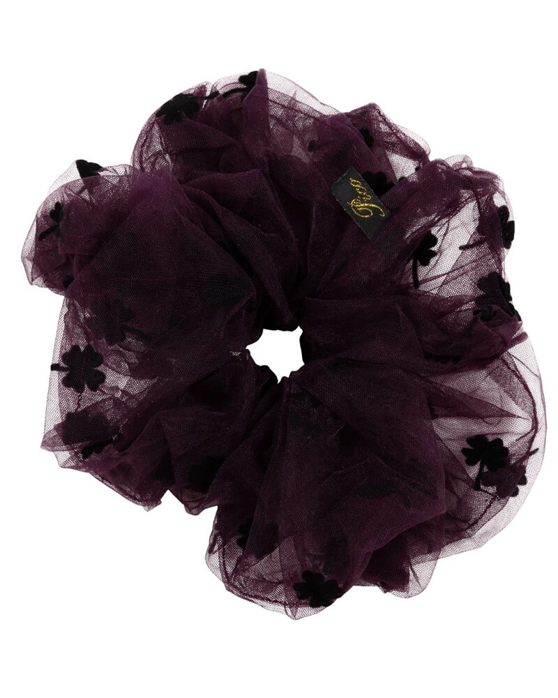 Pico Clover Scrunchie Aubergine Apparel & Accessories Clothing Hair Ponytail Holders Beautycos