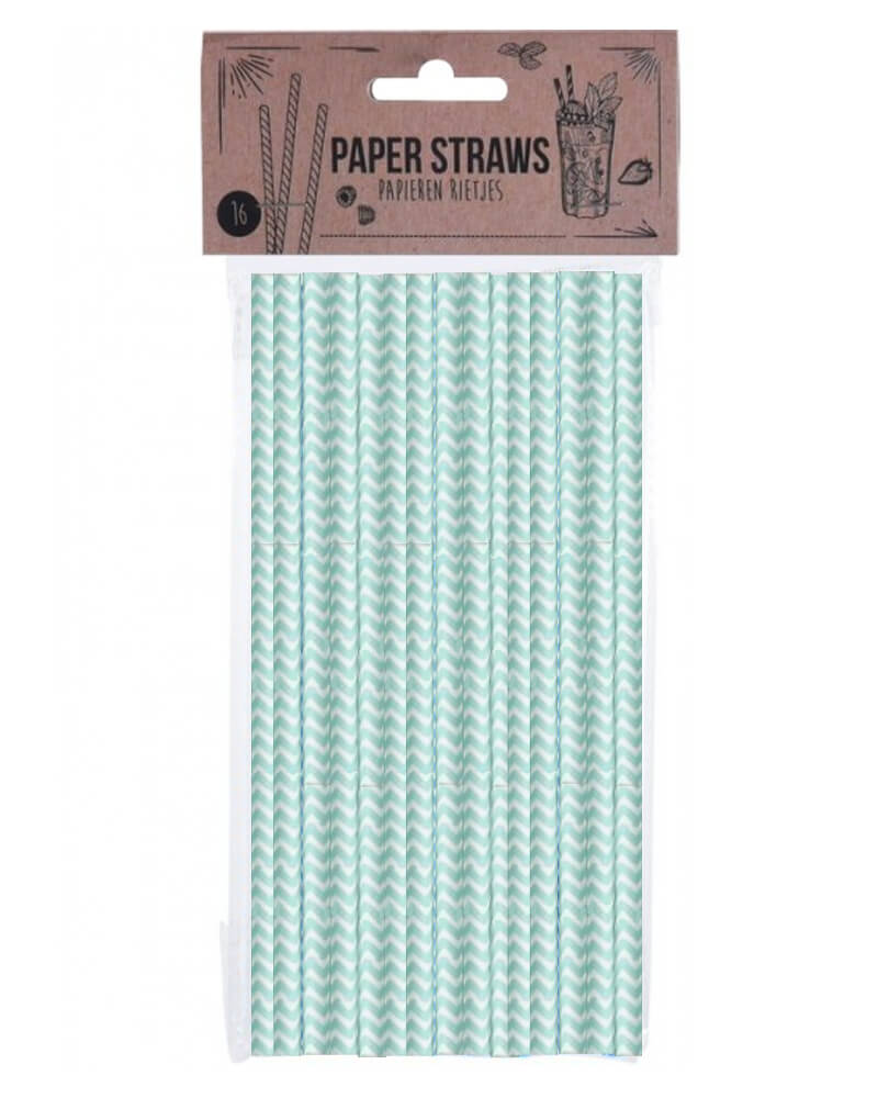 Party Collection Papirsugerør Zigzag Grøn 16 Stk Arts & Entertainment Celebration Supplies Beautycos