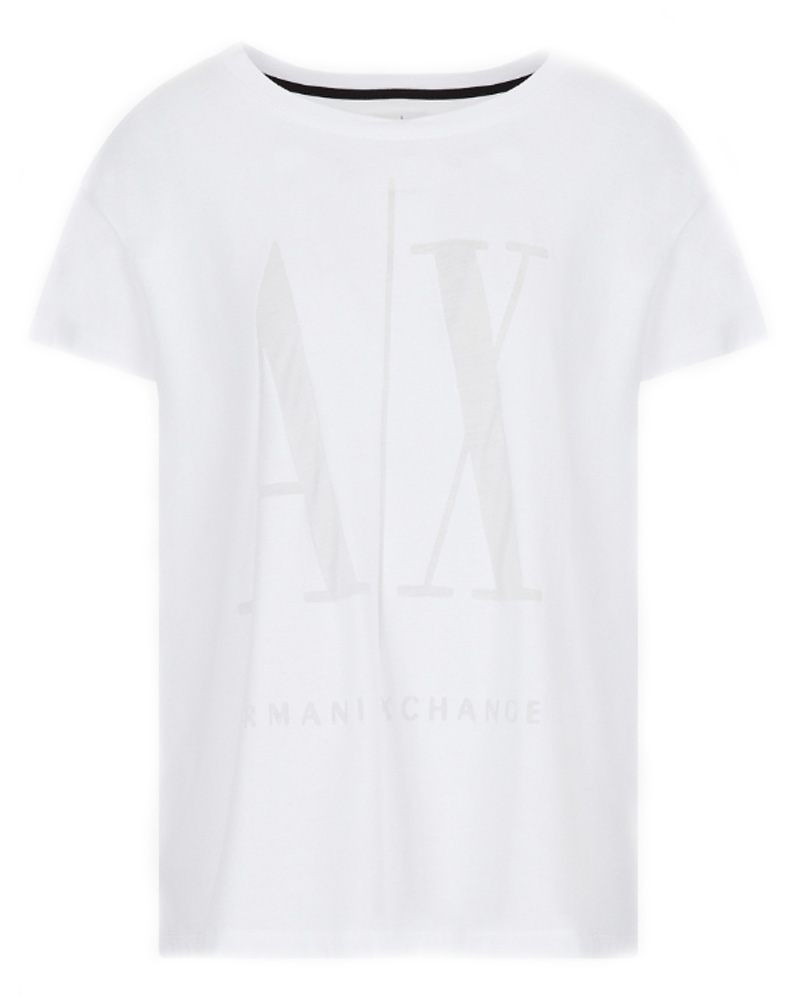 Armani Exchange Icon Period Women T-Shirt White XL Apparel & Accessories Clothing Shirts Tops Beautycos